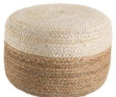 The 20 Best Collection of Natural Beige and White Short Cylinder Pouf Ottomans