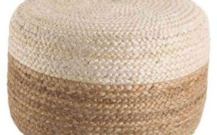 The 20 Best Collection of Natural Beige and White Short Cylinder Pouf Ottomans