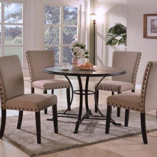Jaxon 5 Piece Round Dining Sets With Upholstered Chairs (Photo 9 of 20)