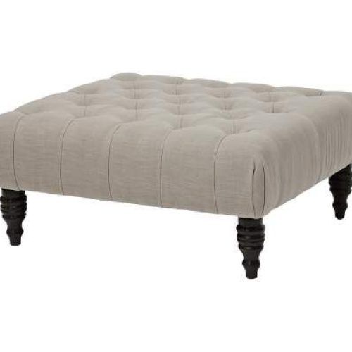 Linen Sandstone Tufted Fabric Cocktail Ottomans (Photo 1 of 20)