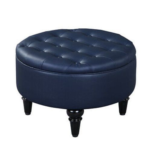 Silver Faux Leather Ottomans With Pull Tab (Photo 5 of 20)