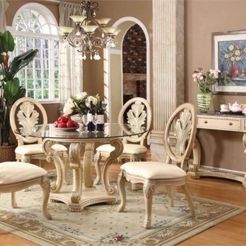 Caira Black 5 Piece Round Dining Sets With Diamond Back Side Chairs (Photo 15 of 20)