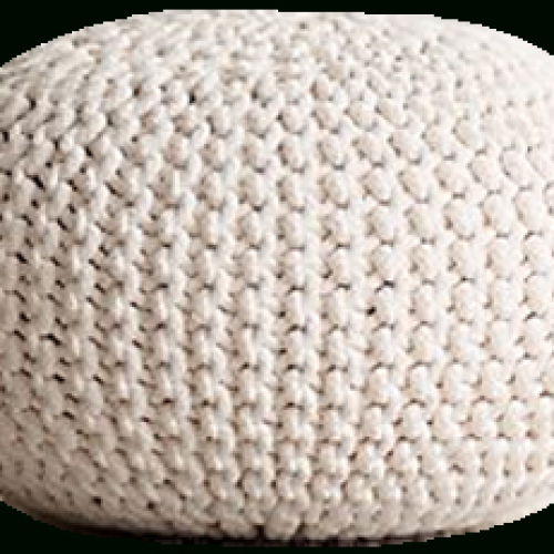 Cream Cotton Knitted Pouf Ottomans (Photo 8 of 20)