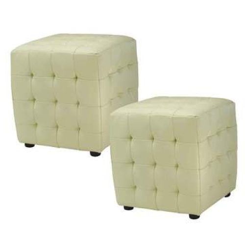 White And Blush Fabric Square Ottomans (Photo 11 of 20)