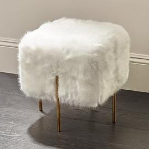 Charcoal Brown Faux Fur Square Ottomans (Photo 11 of 20)