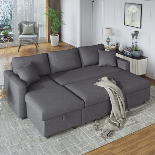 U-Shaped Sectional Sofa With Pull-Out Bed (Photo 17 of 20)