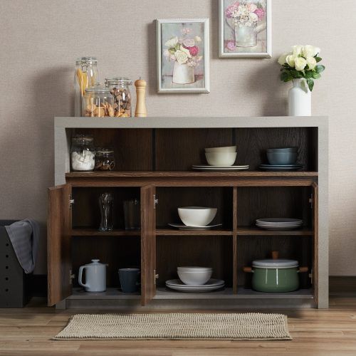Industrial Cement-Like Multi-Storage Dining Buffets (Photo 6 of 20)