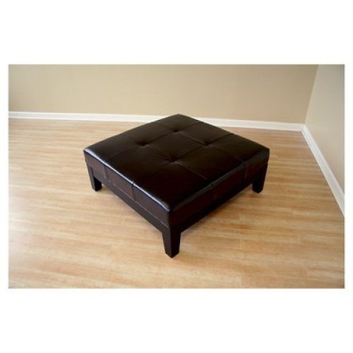 Dark Brown Leather Pouf Ottomans (Photo 7 of 20)