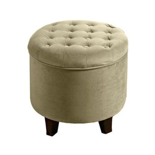 Brown And Gray Button Tufted Ottomans (Photo 5 of 20)
