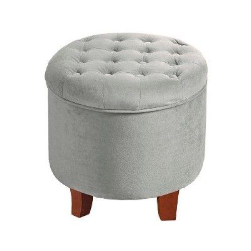 Light Gray Tufted Round Wood Ottomans With Storage (Photo 11 of 20)