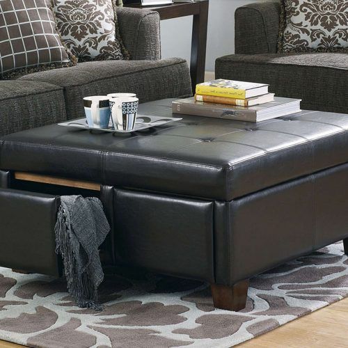 Brown Leather Ottoman Coffee Tables With Storages (Photo 15 of 20)