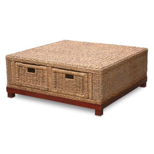 Coffee Table With Wicker Basket Storage (Photo 12 of 20)