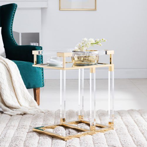 Gold And Clear Acrylic Side Tables (Photo 1 of 20)