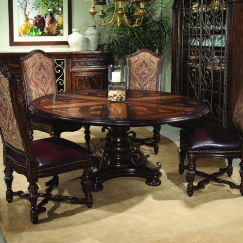 Valencia 5 Piece Round Dining Sets With Uph Seat Side Chairs (Photo 7 of 20)