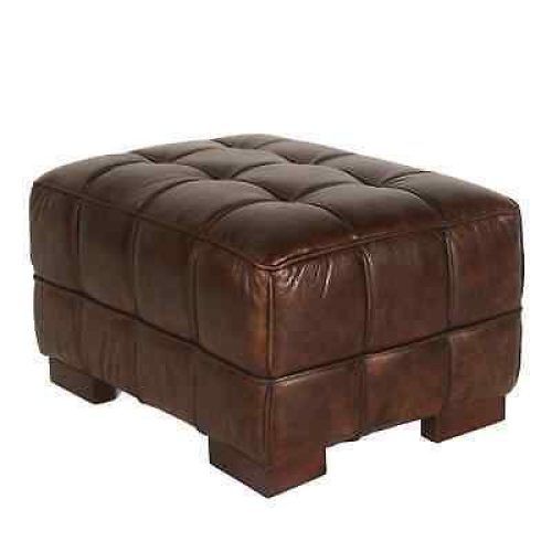 Black Leather And Gray Canvas Pouf Ottomans (Photo 19 of 20)