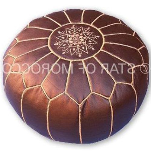 Brown Moroccan Inspired Pouf Ottomans (Photo 15 of 20)