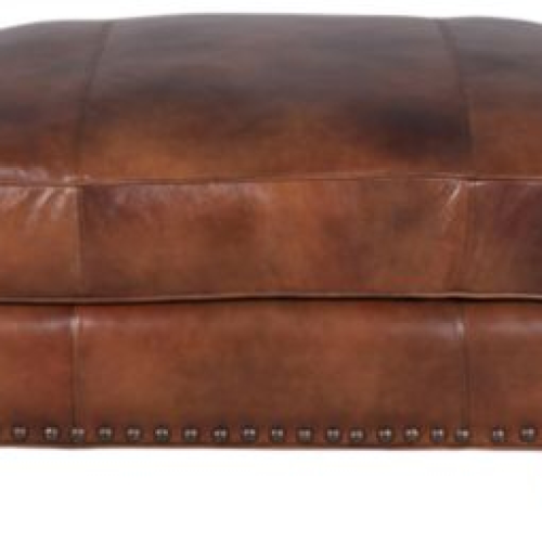 Brown Leather Tan Canvas Pouf Ottomans (Photo 17 of 20)