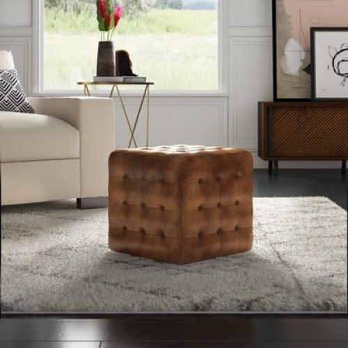 Gray And Cream Geometric Cuboid Pouf Ottomans (Photo 10 of 20)