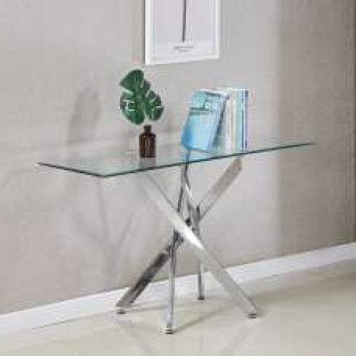 Chrome And Glass Rectangular Console Tables (Photo 4 of 20)