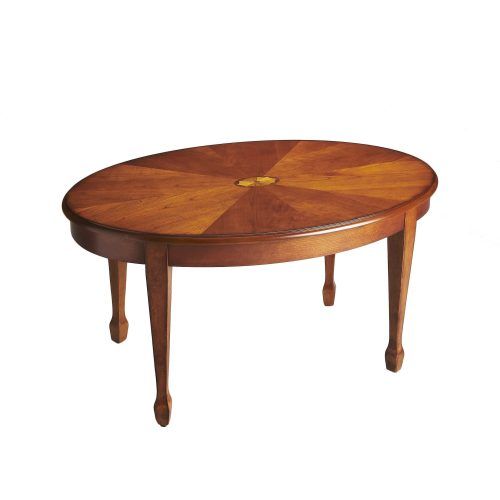 Winslet Cherry Finish Wood Oval Coffee Tables With Casters (Photo 9 of 20)