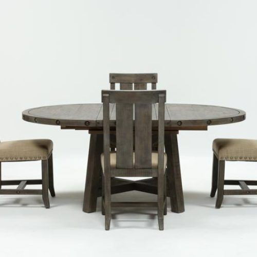 Jaxon 5 Piece Extension Round Dining Sets With Wood Chairs (Photo 6 of 20)