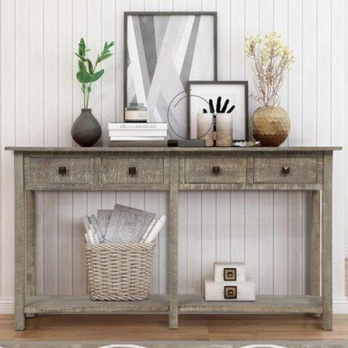 Gray Driftwood Storage Console Tables (Photo 15 of 20)