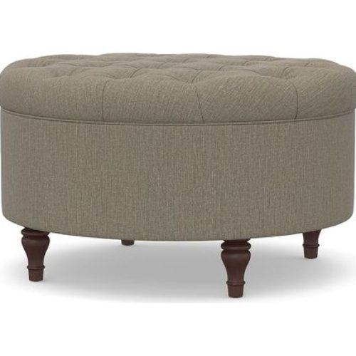 Light Gray Tufted Round Wood Ottomans With Storage (Photo 10 of 20)