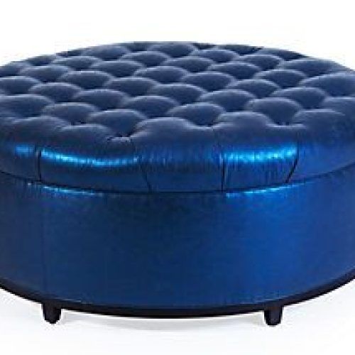 Blue Fabric Tufted Surfboard Ottomans (Photo 10 of 20)