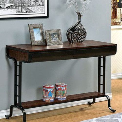 Metal And Mission Oak Console Tables (Photo 6 of 20)