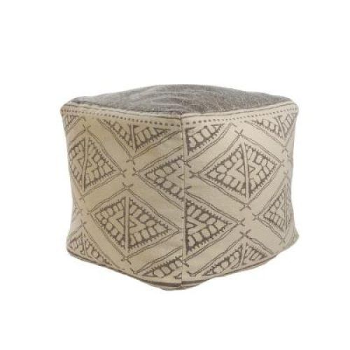 Gray And Beige Solid Cube Pouf Ottomans (Photo 3 of 12)