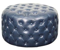 20 Best Collection of Pouf Textured Blue Round Pouf Ottomans