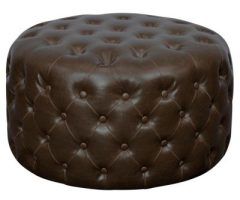 20 Collection of Black Leather and Gray Canvas Pouf Ottomans