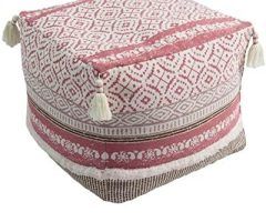 Top 20 of Gray and Beige Trellis Cylinder Pouf Ottomans