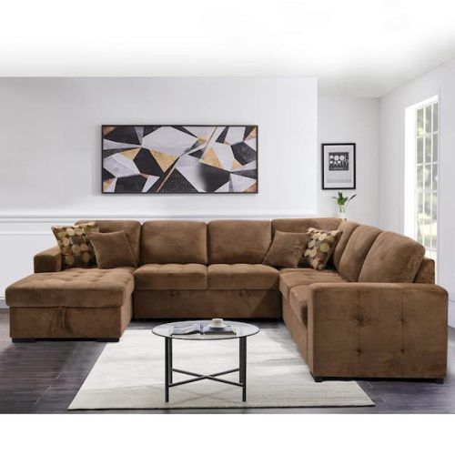 U-Shaped Sectional Sofa With Pull-Out Bed (Photo 1 of 20)