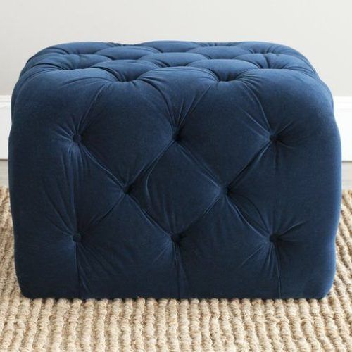Blue Fabric Tufted Surfboard Ottomans (Photo 8 of 20)