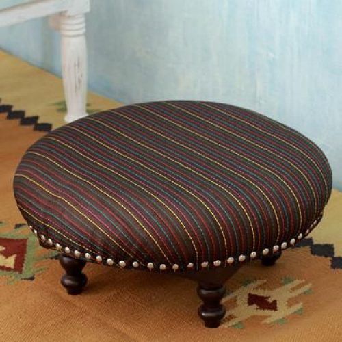Black And Natural Cotton Pouf Ottomans (Photo 5 of 20)
