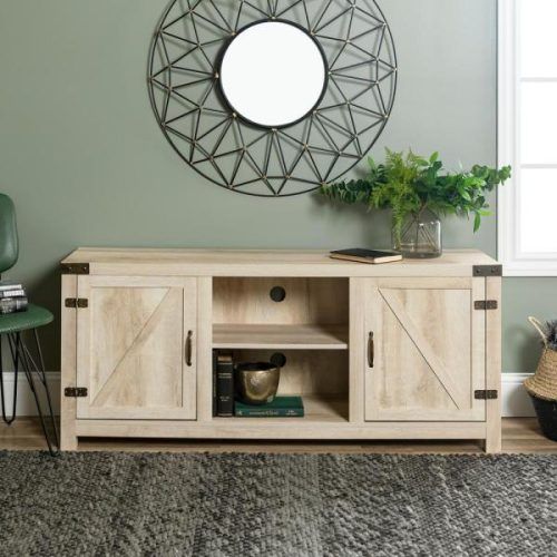 Modern Farmhouse Style 58" Tv Stands With Sliding Barn Door (Photo 13 of 20)