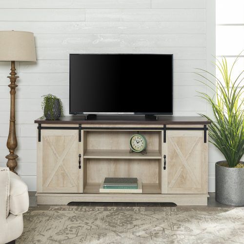 Modern Farmhouse Style 58" Tv Stands With Sliding Barn Door (Photo 8 of 20)