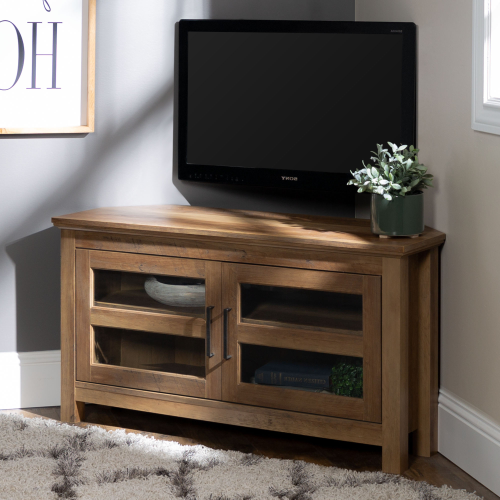 Woven Paths Transitional Corner Tv Stands With Multiple Finishes (Photo 2 of 20)