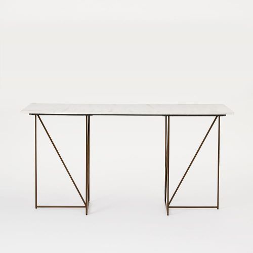 Parsons Grey Marble Top & Brass Base 48X16 Console Tables (Photo 4 of 20)
