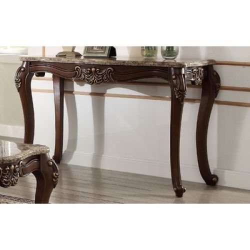 Honey Oak And Marble Console Tables (Photo 11 of 14)