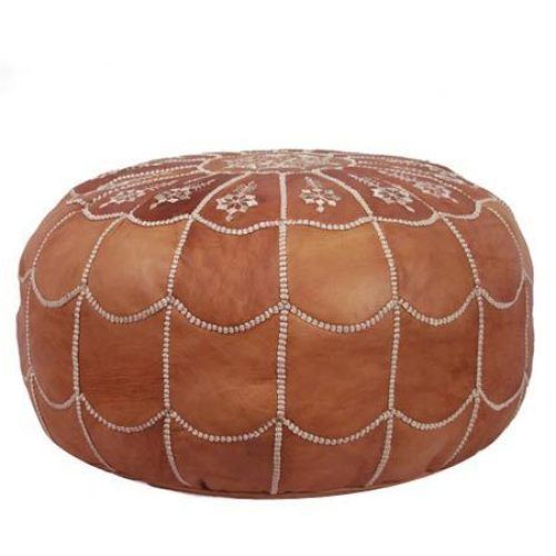 Brown Moroccan Inspired Pouf Ottomans (Photo 4 of 20)
