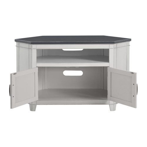 Del Mar 50" Corner Tv Stands White And Gray (Photo 1 of 20)