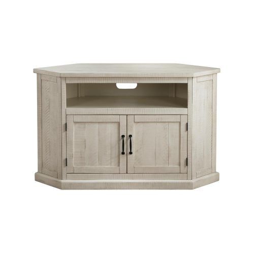 Wood Corner Storage Console Tv Stands For Tvs Up To 55" White (Photo 19 of 20)