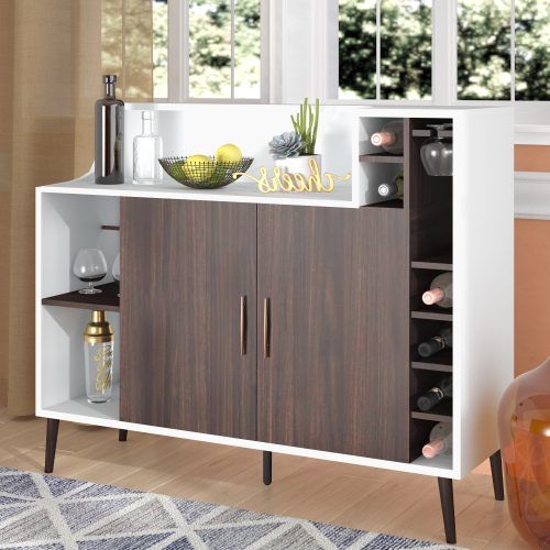 Wooden Buffets With Two Side Door Storage Cabinets And Stemware Rack (Photo 10 of 20)