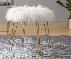 20 Best White Faux Fur and Gold Metal Ottomans
