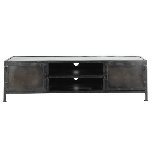 Modern Mobile Rolling Tv Stands With Metal Shelf Black Finish (Photo 17 of 20)