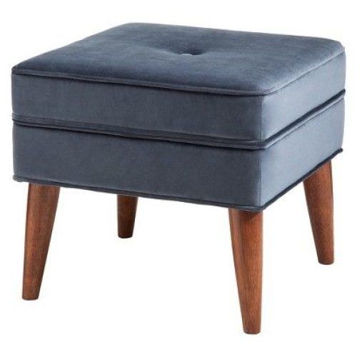 Dark Blue And Navy Cotton Pouf Ottomans (Photo 9 of 20)