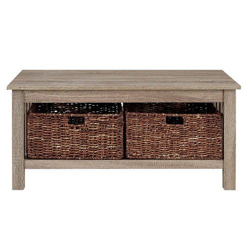 Rustic Coffee Tables With Wicker Storage Baskets (Photo 2 of 20)