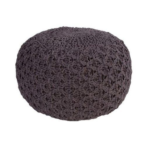 Cream Cotton Knitted Pouf Ottomans (Photo 2 of 20)